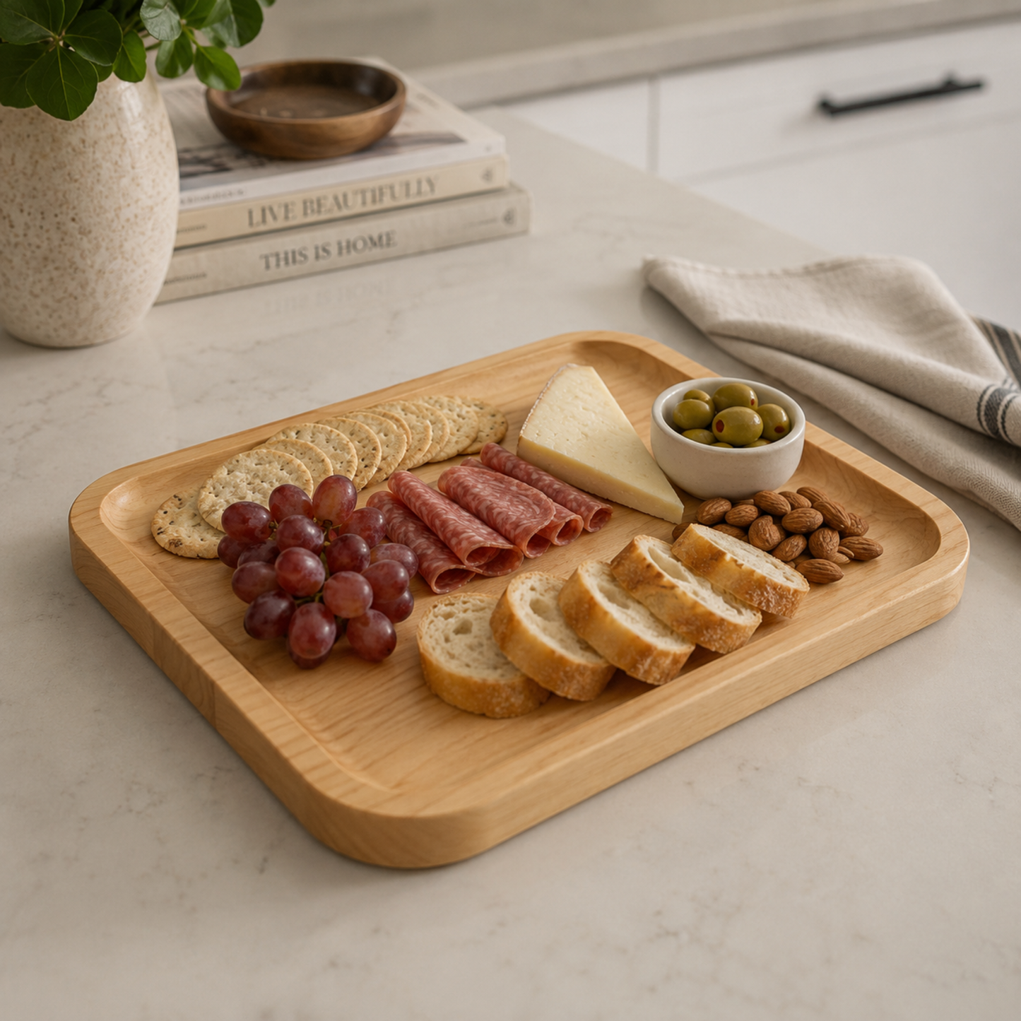 Handcrafted Alder & Walnut Wood Tray – Entryway Organizer 13.625"x10.625"