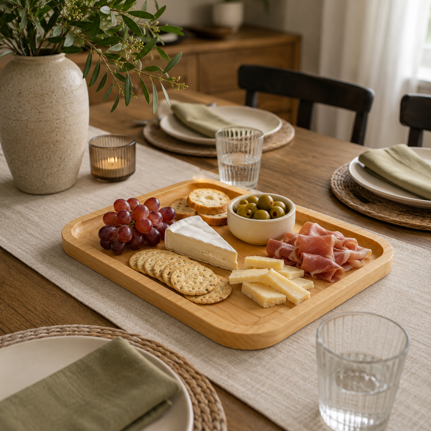 Handcrafted Alder & Walnut Wood Tray – Entryway Organizer 13.625"x10.625"