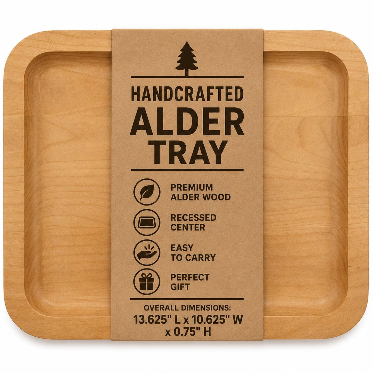 Wood serving tray alder