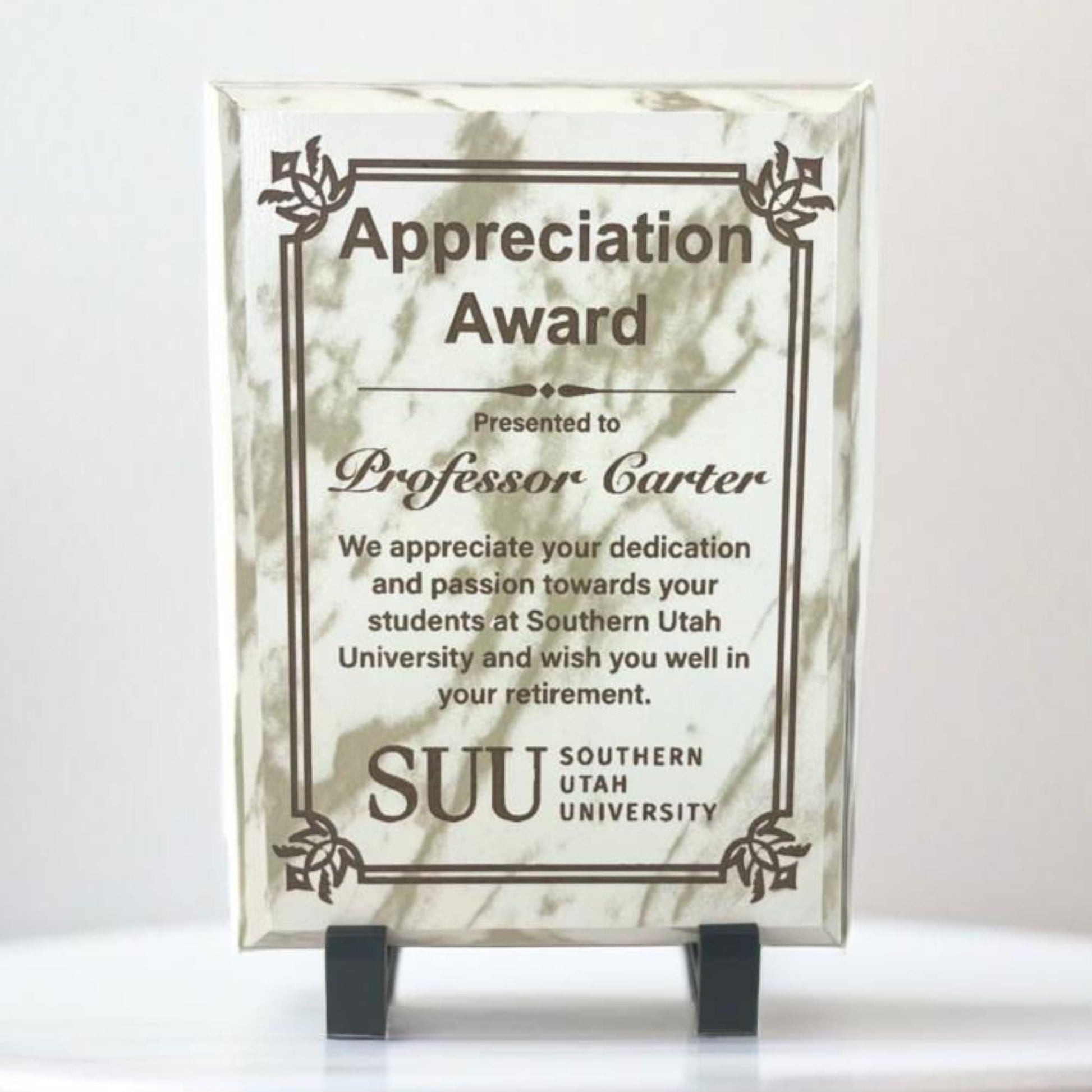 appreciation award plaque marble finish