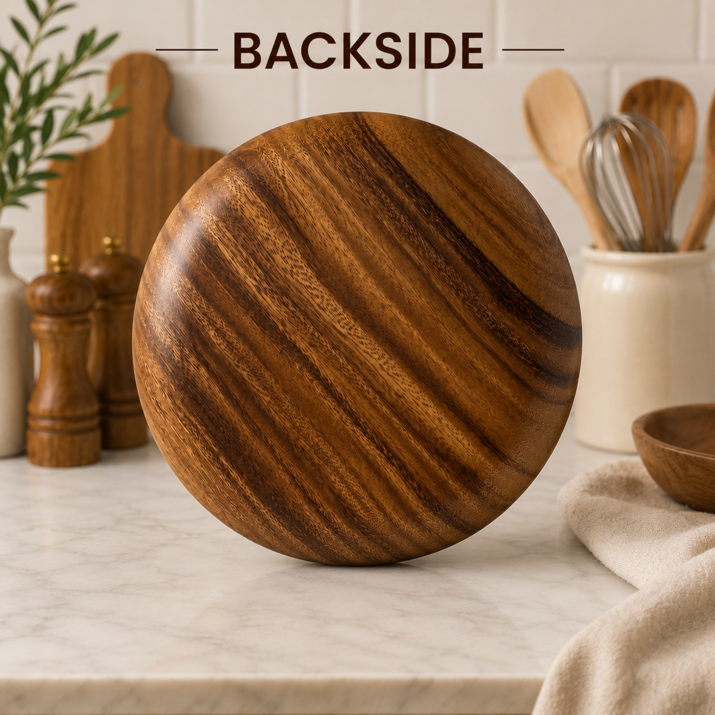 Handcrafted Hawaiian Wooden Dinner Plates - Acacia Wood, Round Wooden Tableware Plate