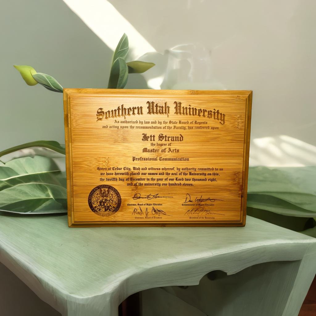 Authentic Bamboo Diploma Plaque, home view