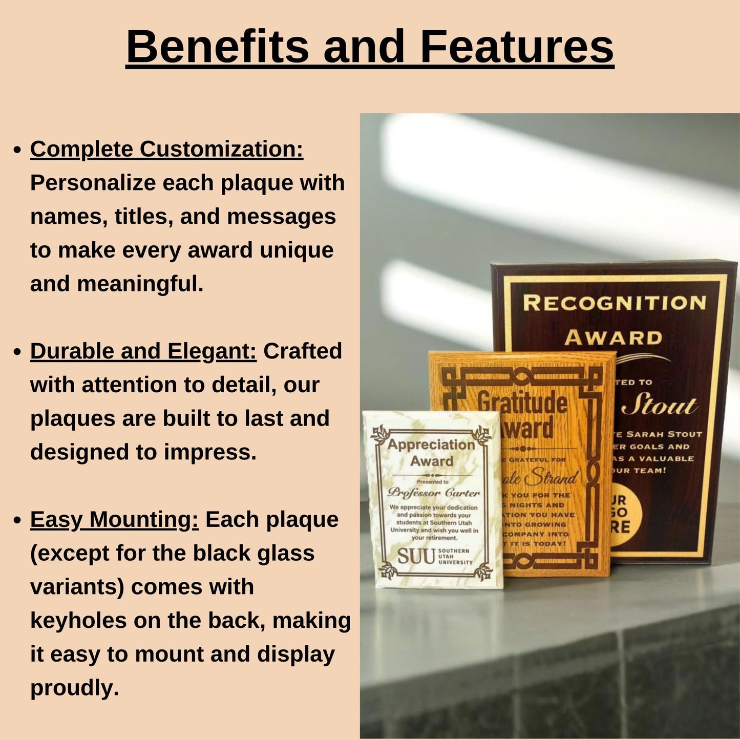 benefits and features of custom plaque awards