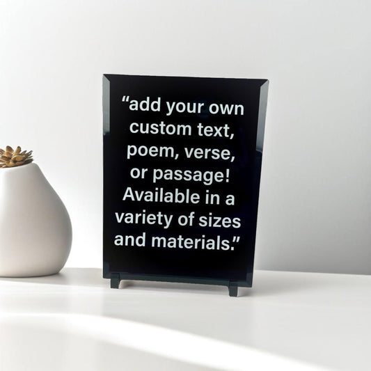 black glass customizable plaque sign