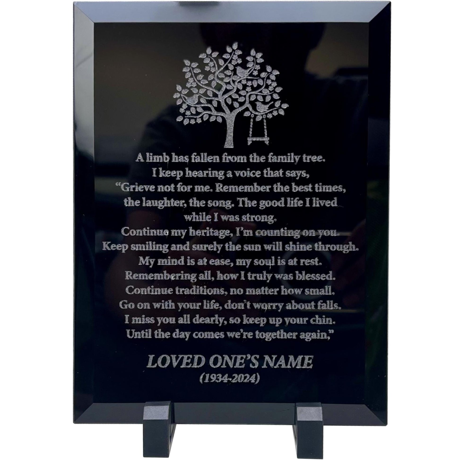 black glass limb has fallen from the family tree gift