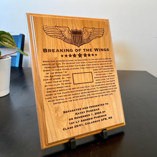breaking of the wings air force plaque