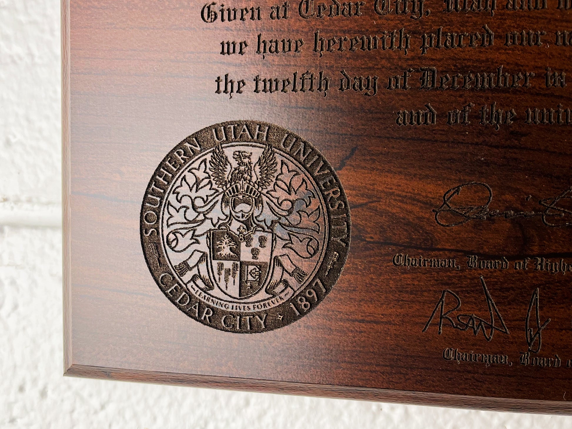 Custom Oak Engraved Diploma Plaque 9x12 Display
