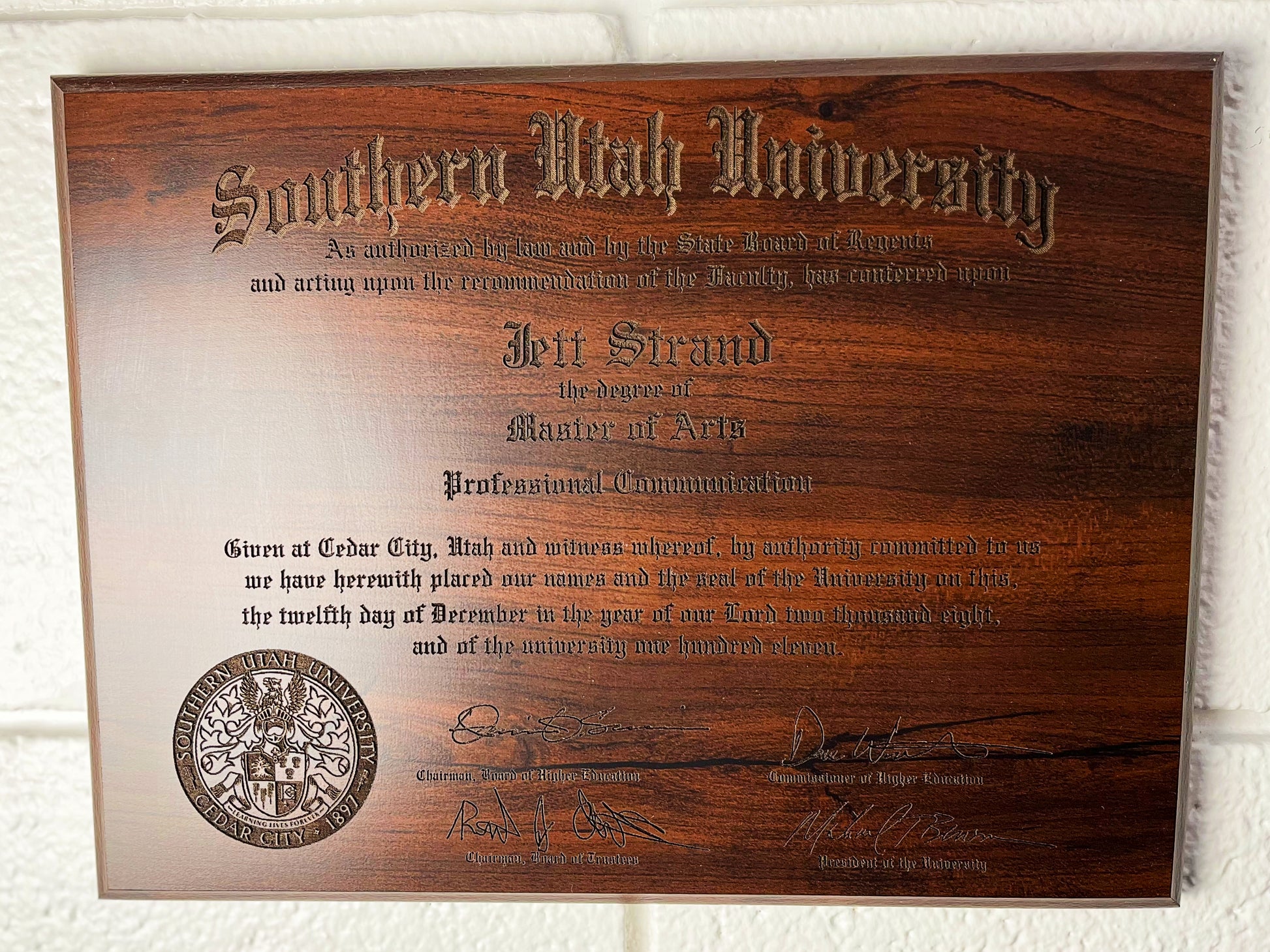 dark wood diploma frame