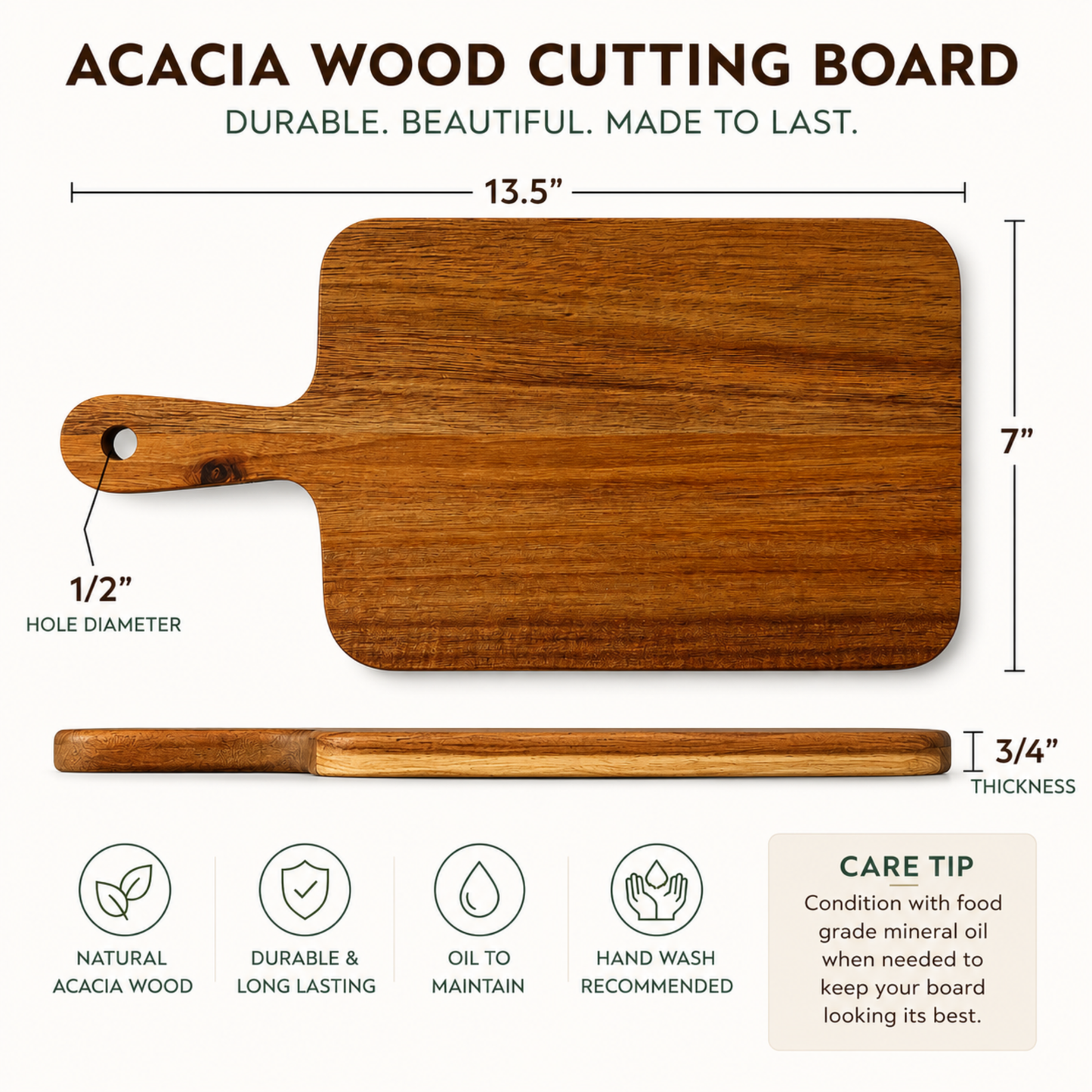 Handcrafted Acacia Wood Cutting Board – Premium Eco-Friendly Chopping Board