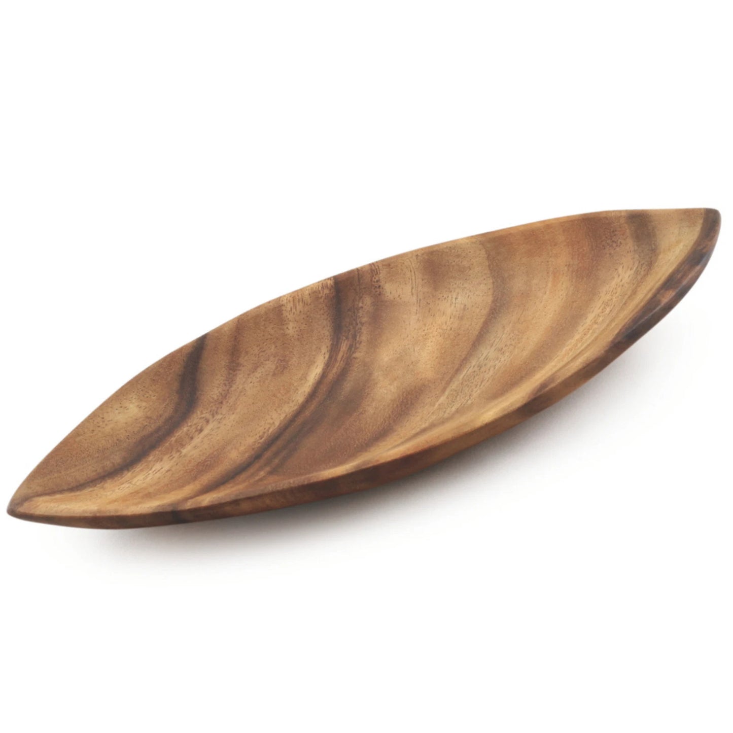 Handcrafted Acacia Wood Canoe Dish – Hawaiian Made Decor Serving Tray 12.5x4.5x1”