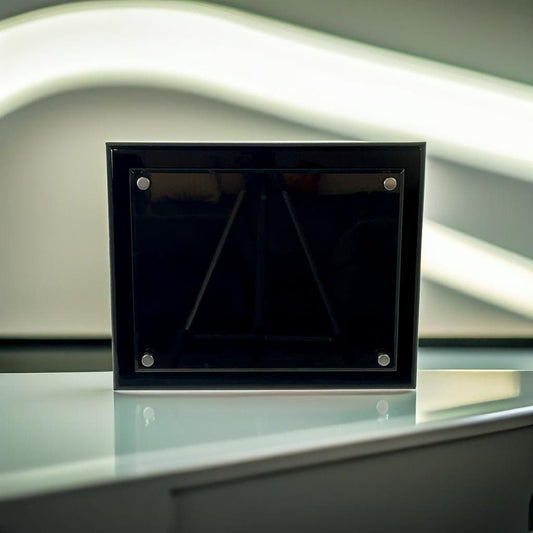 floating glass plaque blank black