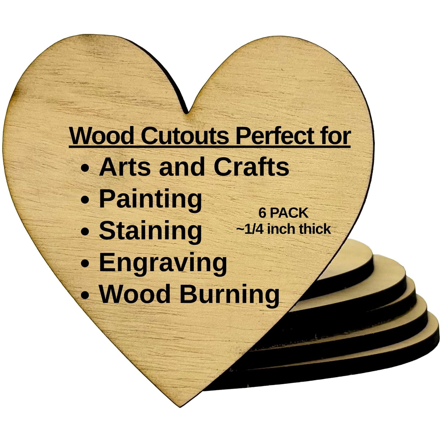 heart wood cutout for crafts muliple sizes