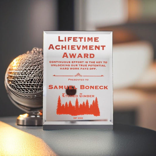 Custom Color Glass Award Plaque, Custom Award Glass, Awards and Trophies, Personalized Mirror Achievement Award, Corporate Plaque Awards