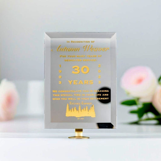 Retirement Gift Award Plaque, Corporate Retirement Custom Award Glass, Retirement Gifts for Women, Retirement Gifts For Men, Glass Plaque