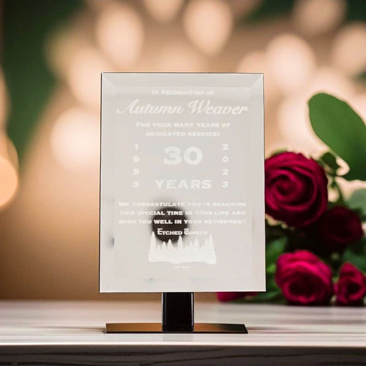 Retirement Gift Award Plaque, Corporate Retirement Custom Award Glass, Retirement Gifts for Women, Retirement Gifts For Men, Glass Plaque