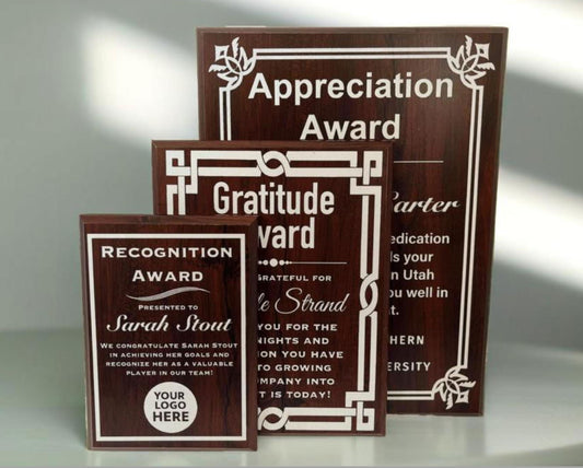 cherry and silver award trophy