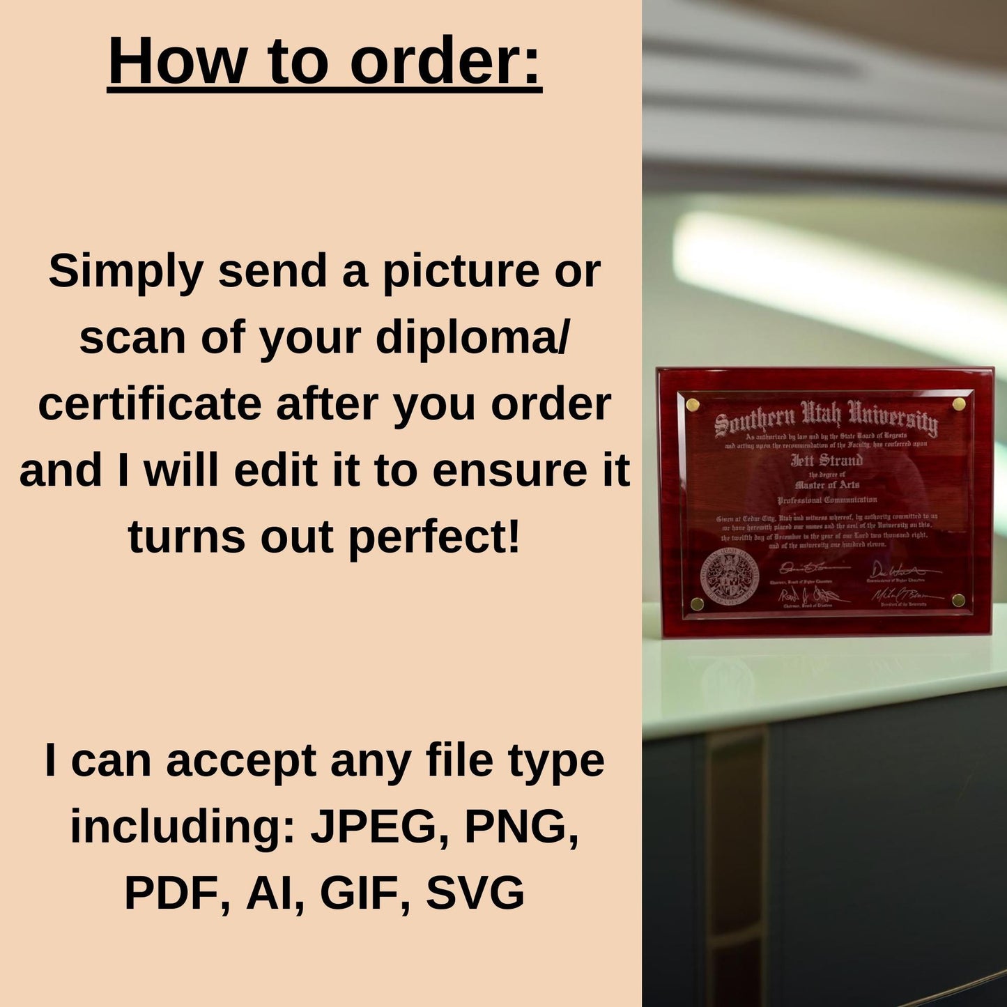 how to order diploma frame