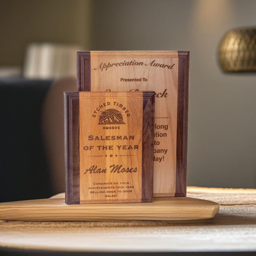 Custom Award Plaque Alder Wood, Fully Customizable Design, Multiple Sizes and Materials,Plaque Recognition Award Trophy, Free Shipping