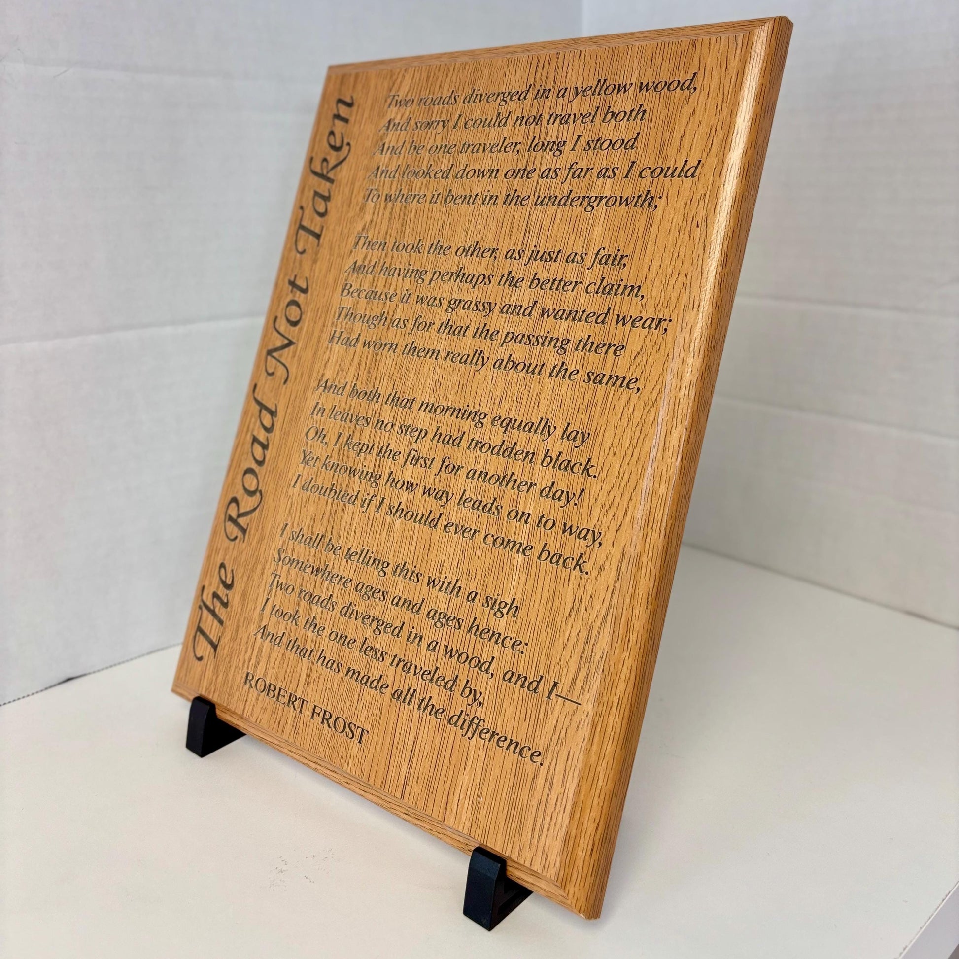 The Road Not Taken Plaque, Robert Frost Poem Wall Art Sign, Engraved Wood – Inspirational Poetry Gift – Literary Decor in Multiple Sizes