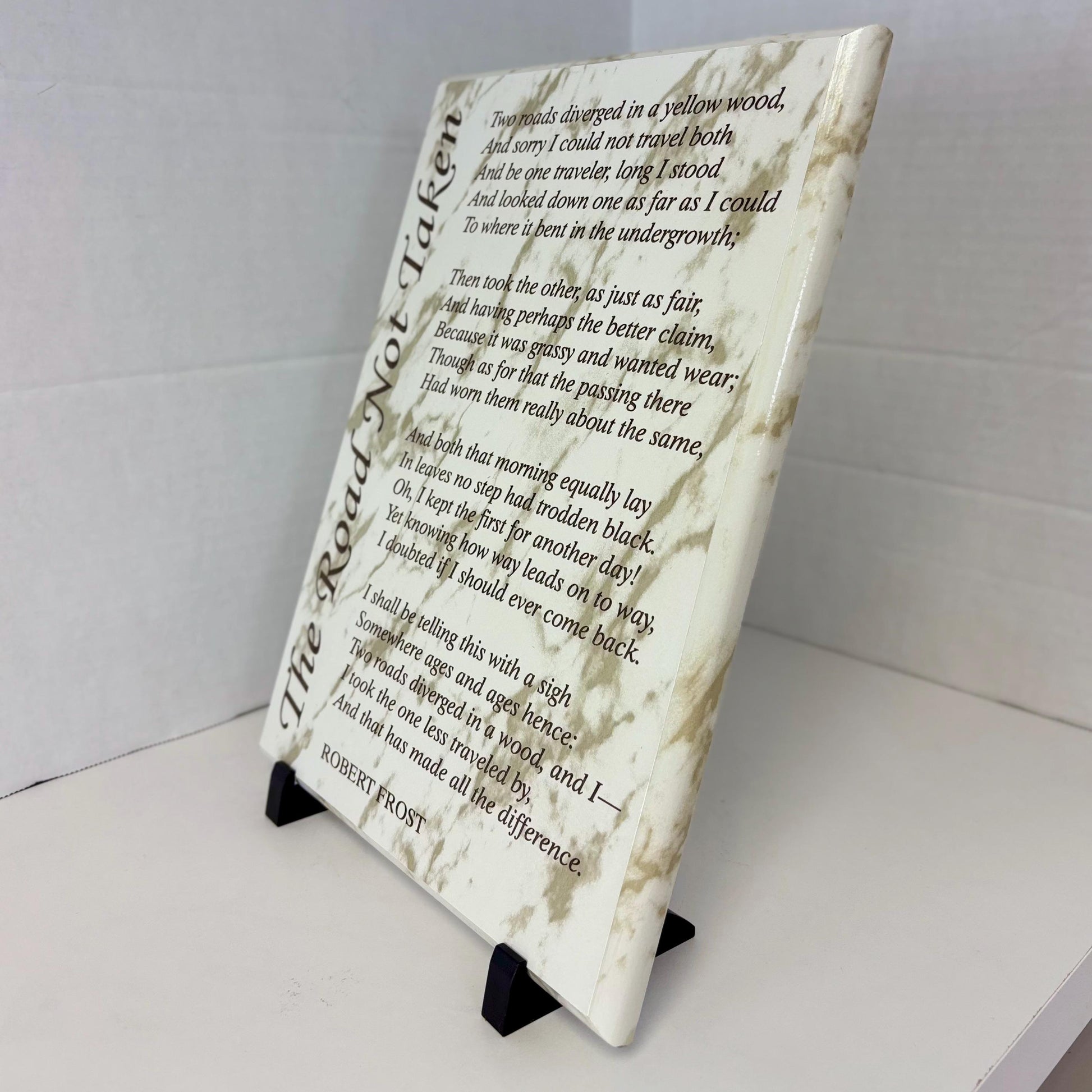 The Road Not Taken Plaque, Robert Frost Poem Wall Art Sign, Engraved Wood – Inspirational Poetry Gift – Literary Decor in Multiple Sizes