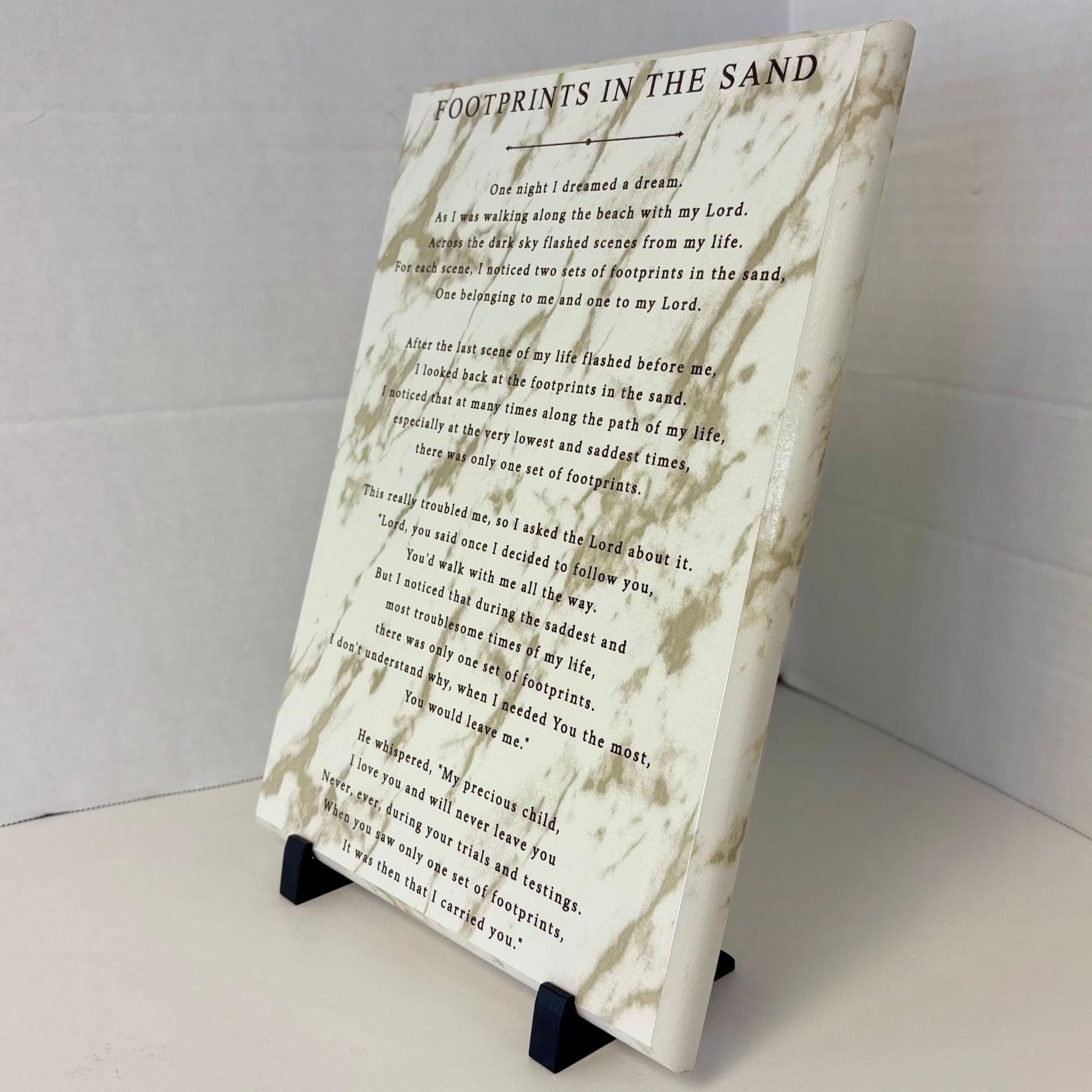 Footprints in the Sand Poem Plaque – Engraved Christian Wall Art – Inspirational Religious Gift – Home, Church, & Office Decor