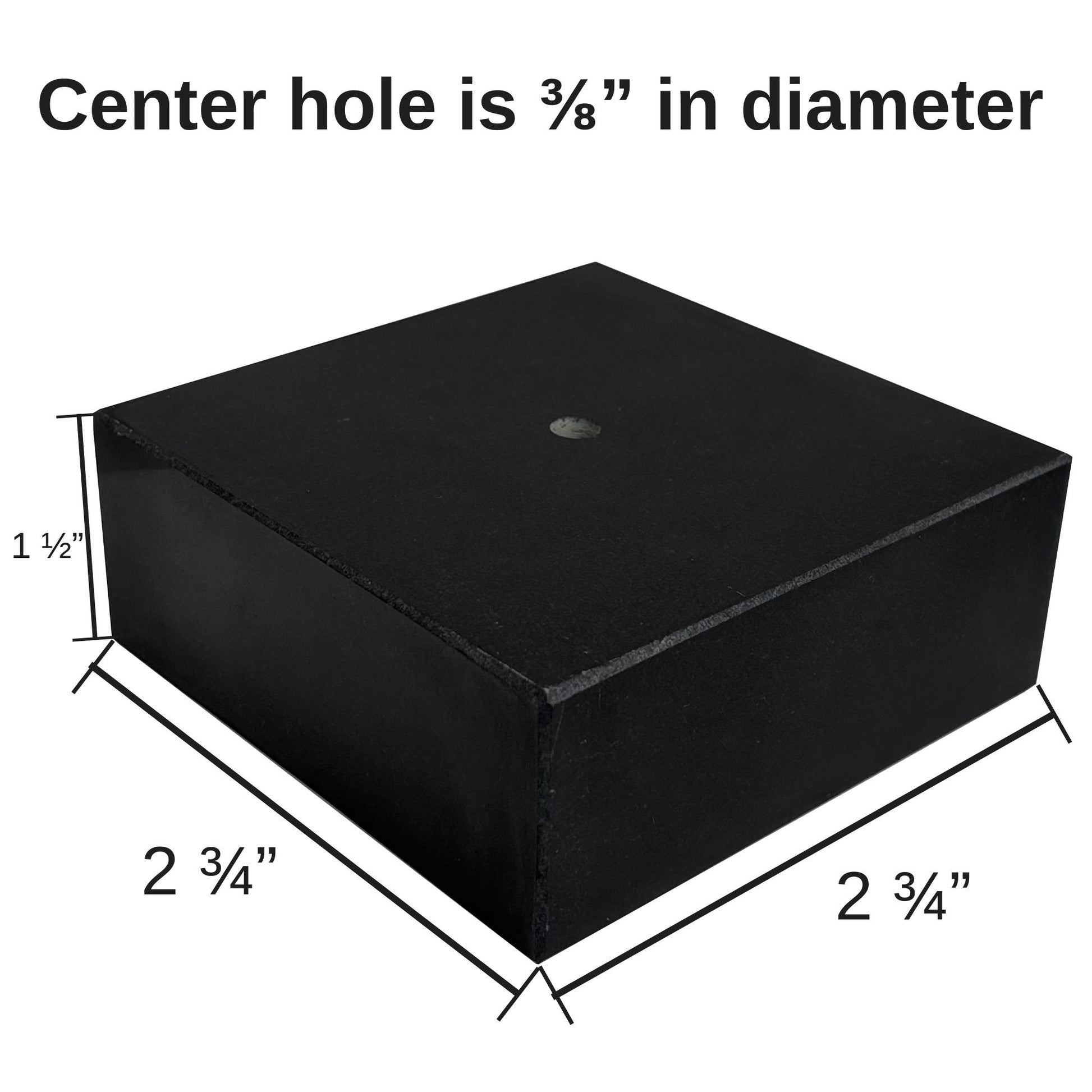 Black Marble Display Base with Center Mount Hole – Polished Stone Pedestal Stand for Sculpture, Statue, Art, Awards, Lamps & Decor