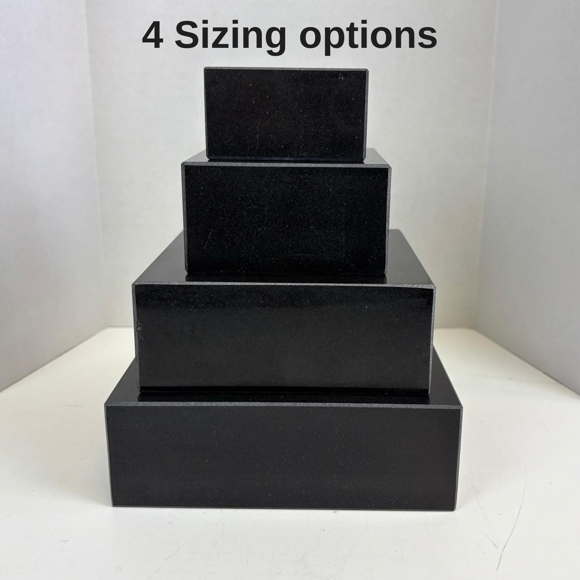 Black Marble Display Base with Center Mount Hole – Polished Stone Pedestal Stand for Sculpture, Statue, Art, Awards, Lamps & Decor