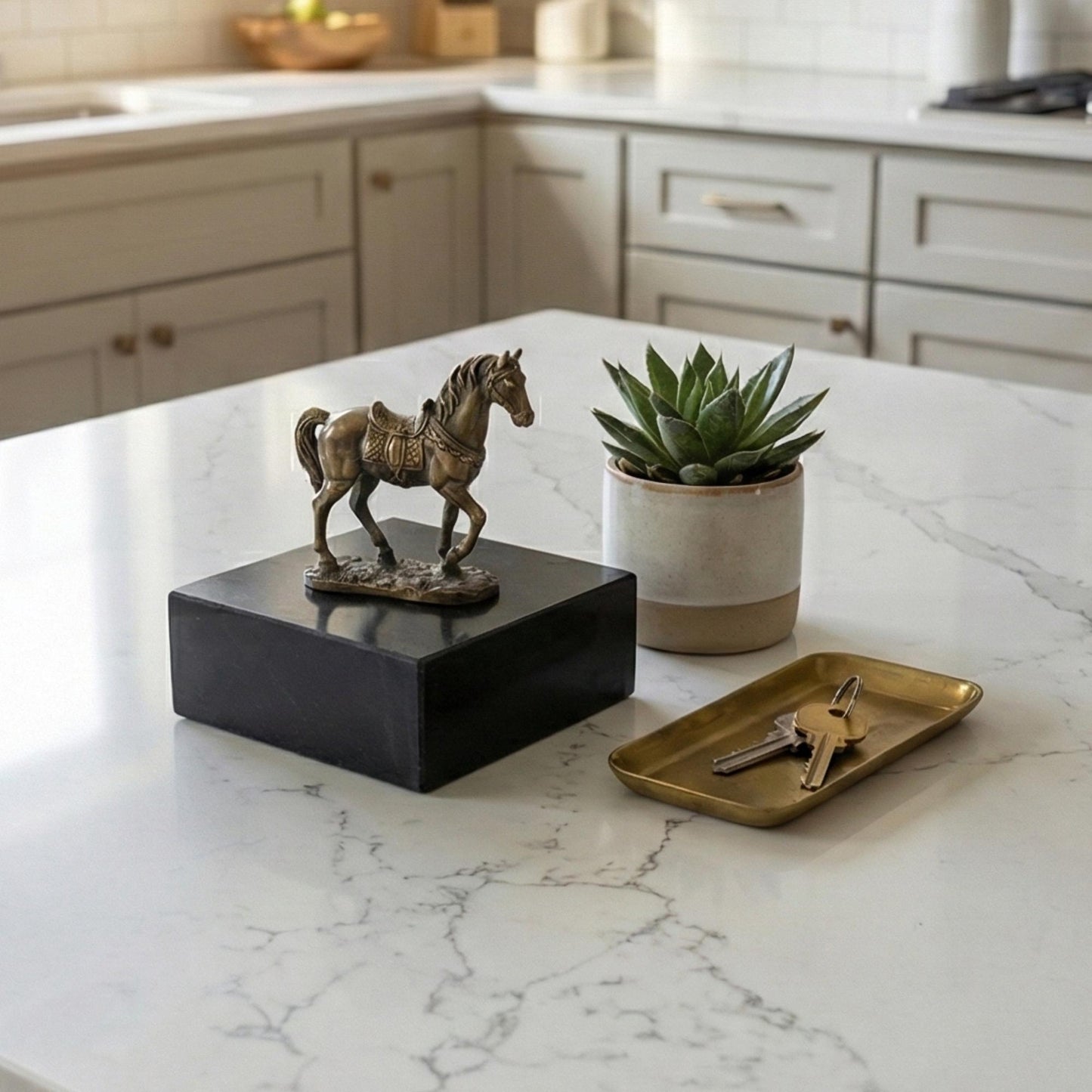 Black Marble Display Base with Center Mount Hole – Polished Stone Pedestal Stand for Sculpture, Statue, Art, Awards, Lamps & Decor