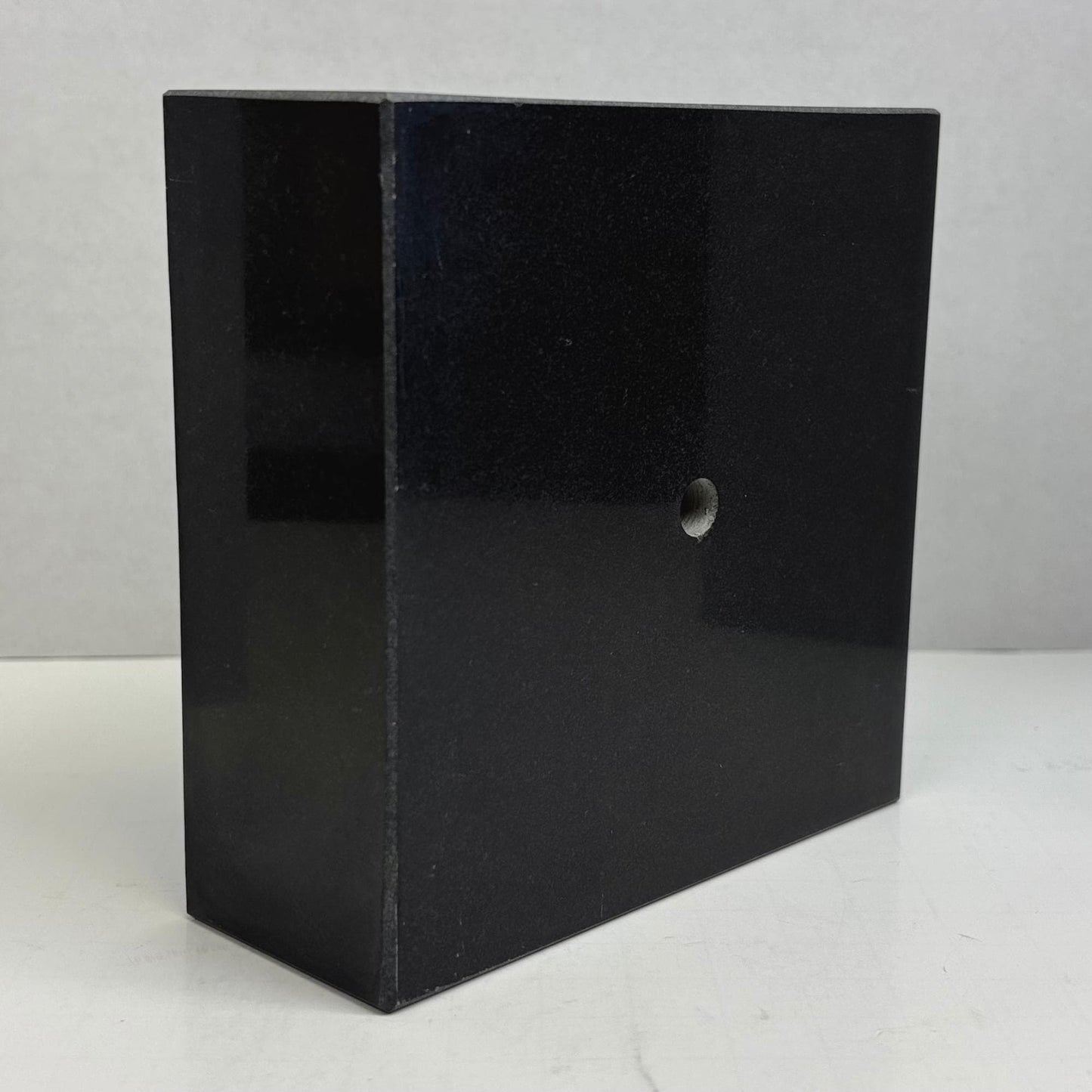 Black Marble Display Base with Center Mount Hole – Polished Stone Pedestal Stand for Sculpture, Statue, Art, Awards, Lamps & Decor