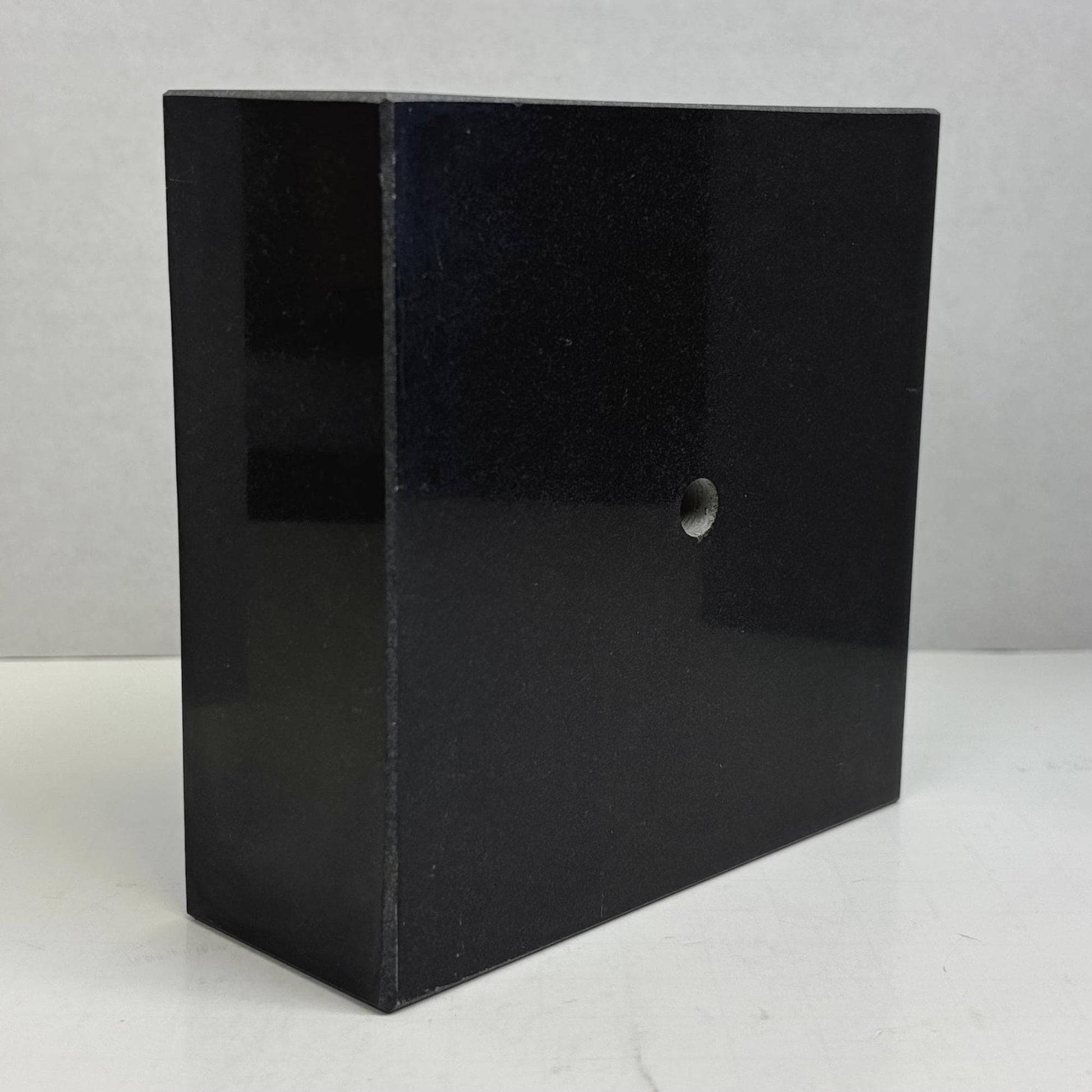 Black Marble Display Base with Center Mount Hole – Polished Stone Pedestal Stand for Sculpture, Statue, Art, Awards, Lamps & Decor