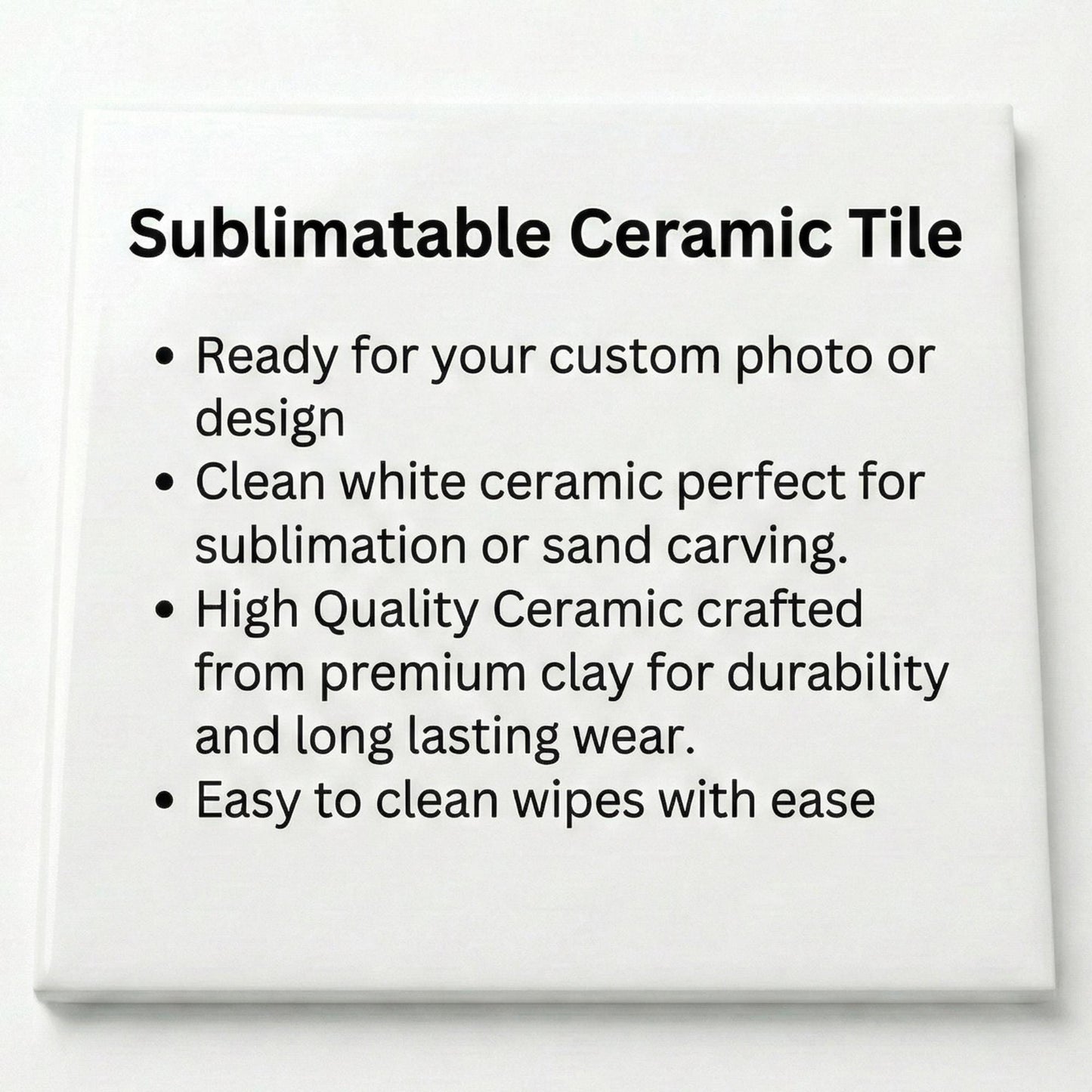Sublimation Tile Blank - Gloss Finish for Custom Photos & Art - Multiple Sizes - Durable Ceramic for DIY Murals, and Home Decor