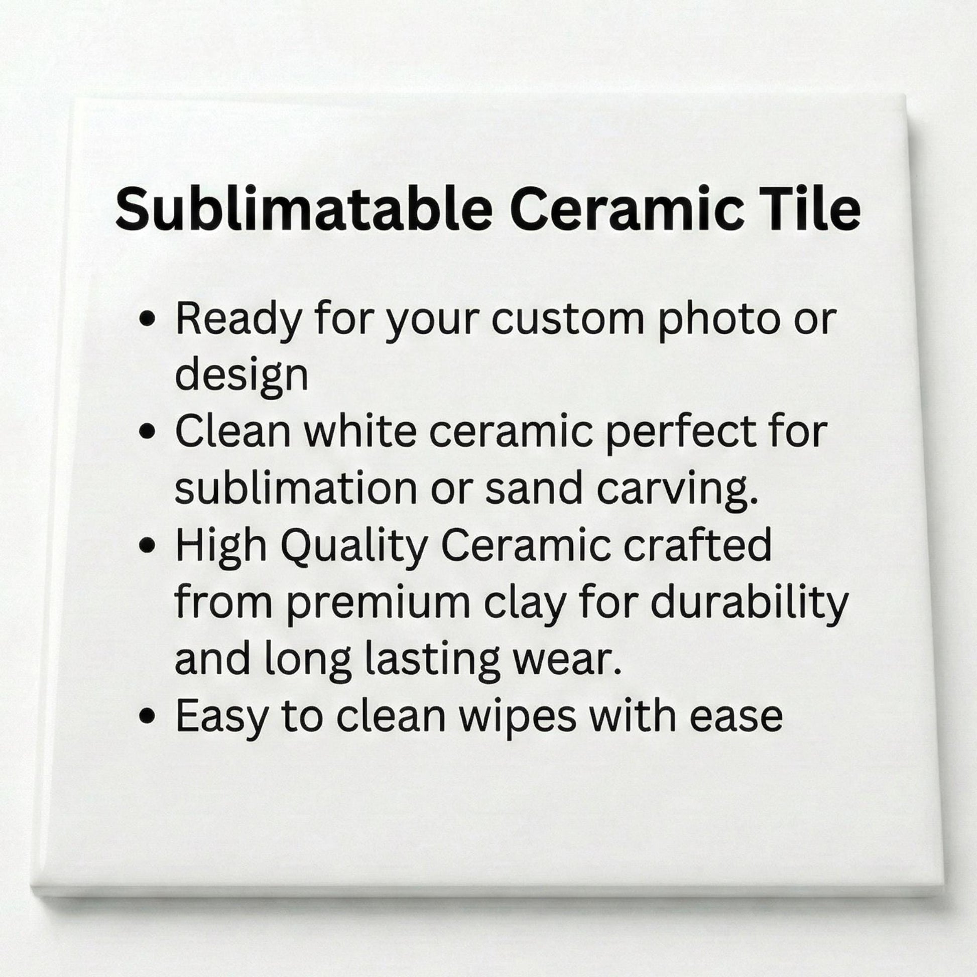 Sublimation Tile Blank - Gloss Finish for Custom Photos & Art - Multiple Sizes - Durable Ceramic for DIY Murals, and Home Decor