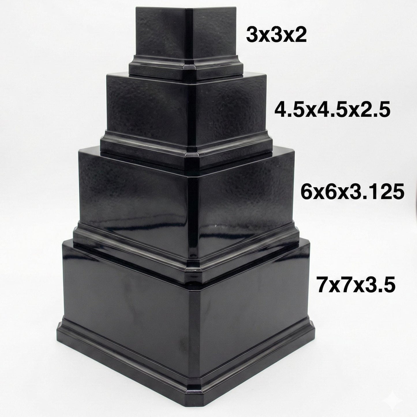 Premium Black Gloss Display Base – Weighted Square Pedestal for Trophies, Sculptures, 3D Prints, & Crafts – Heavy-Duty Riser Stand