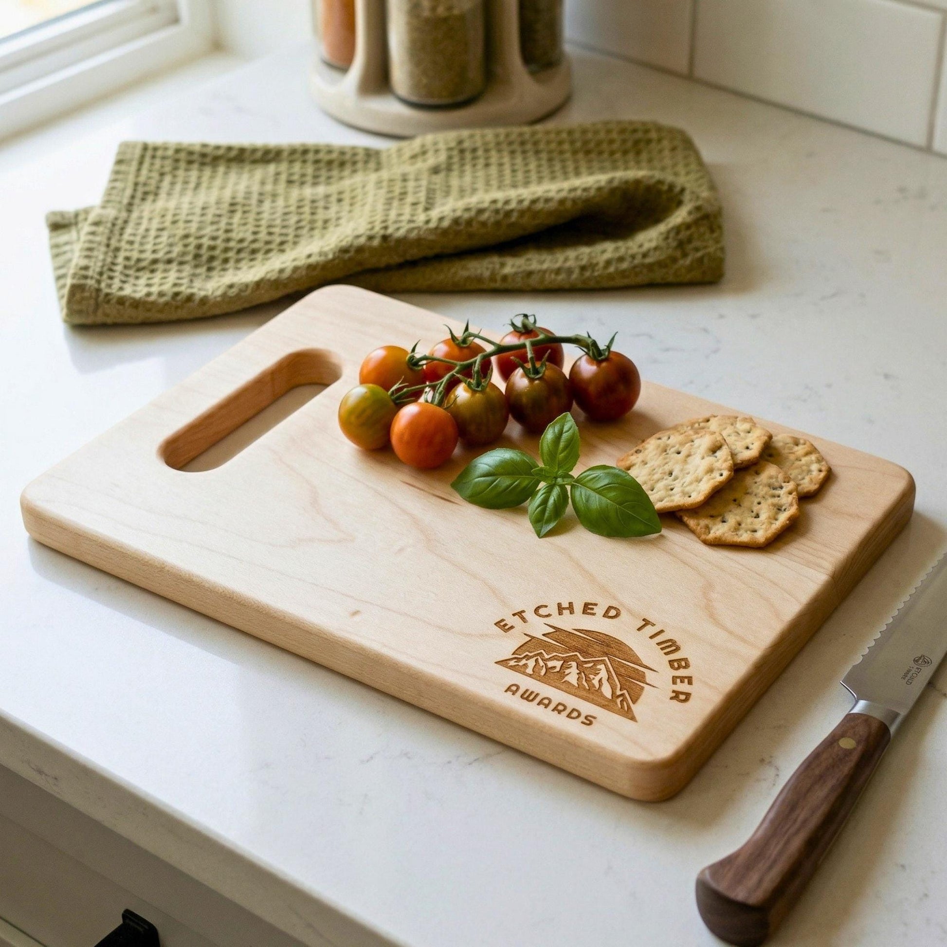 Custom Logo Engraved Cutting Board – Premium Bamboo, Maple & Walnut | Handcrafted in USA | Corporate and Real Estate Closing Gifts