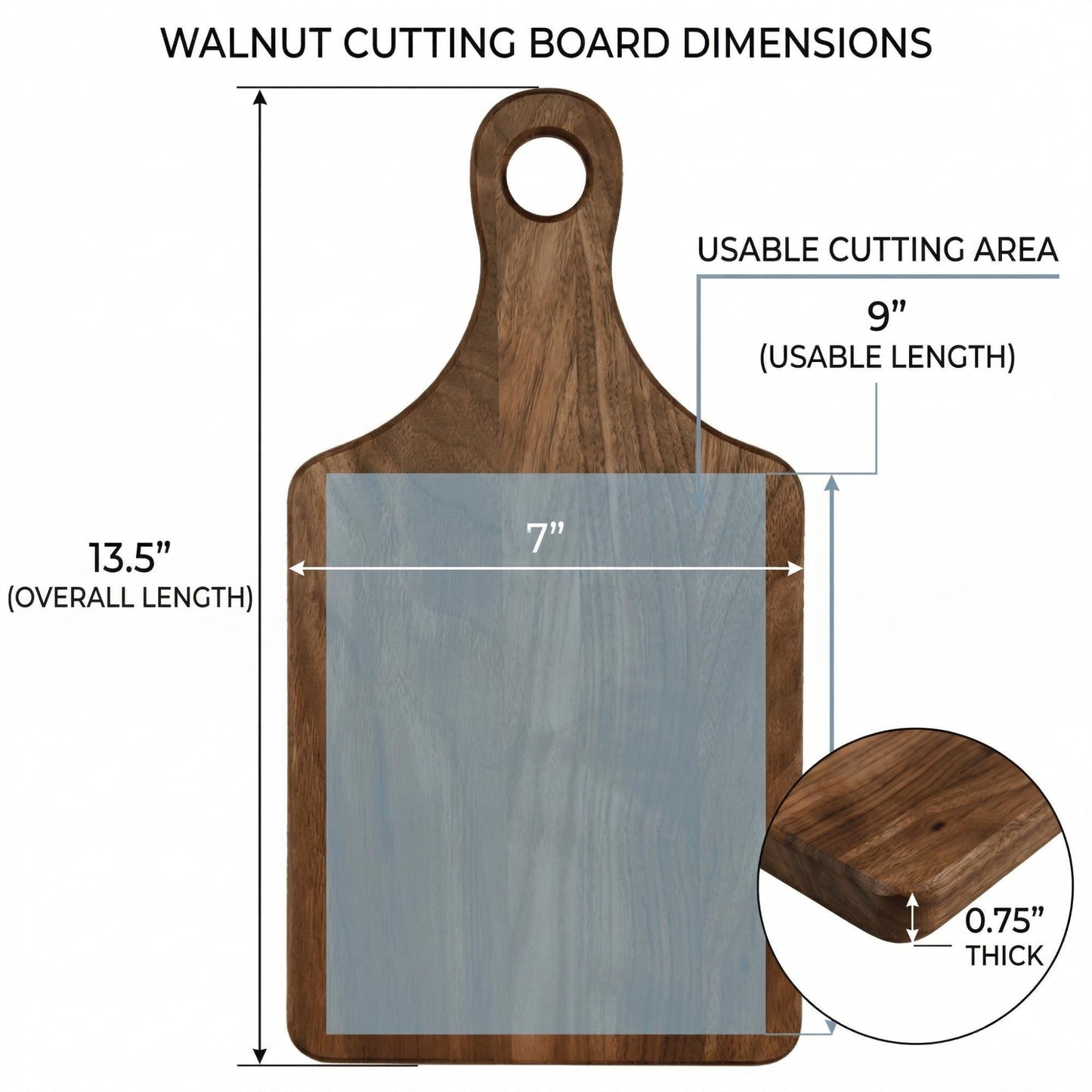 Handcrafted Walnut Wood Cutting Board Blank Made in the USA | Multiple Sizes -Chopping Board | Serving Tray