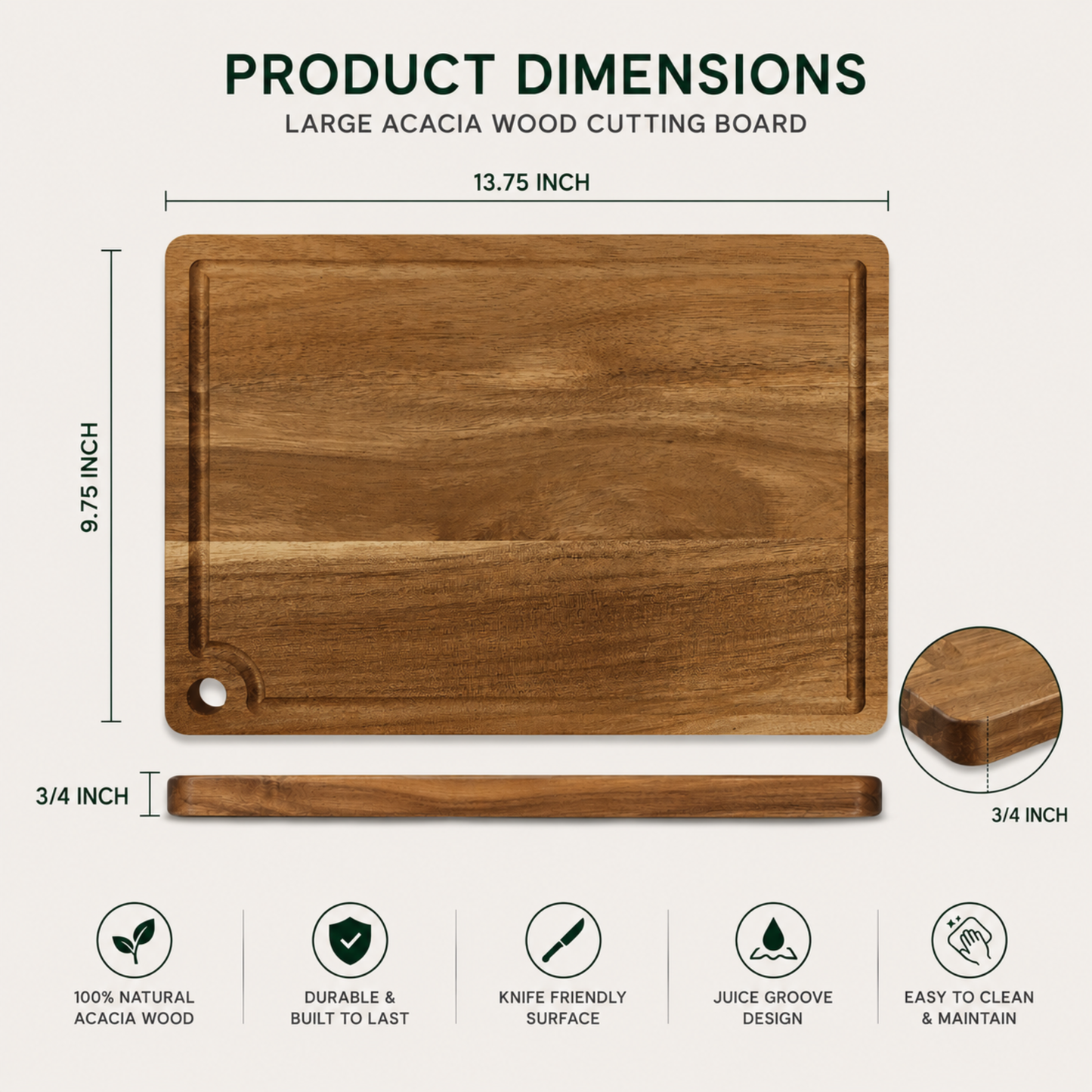 Handcrafted Acacia Wood Cutting Board – Premium Eco-Friendly Chopping Board