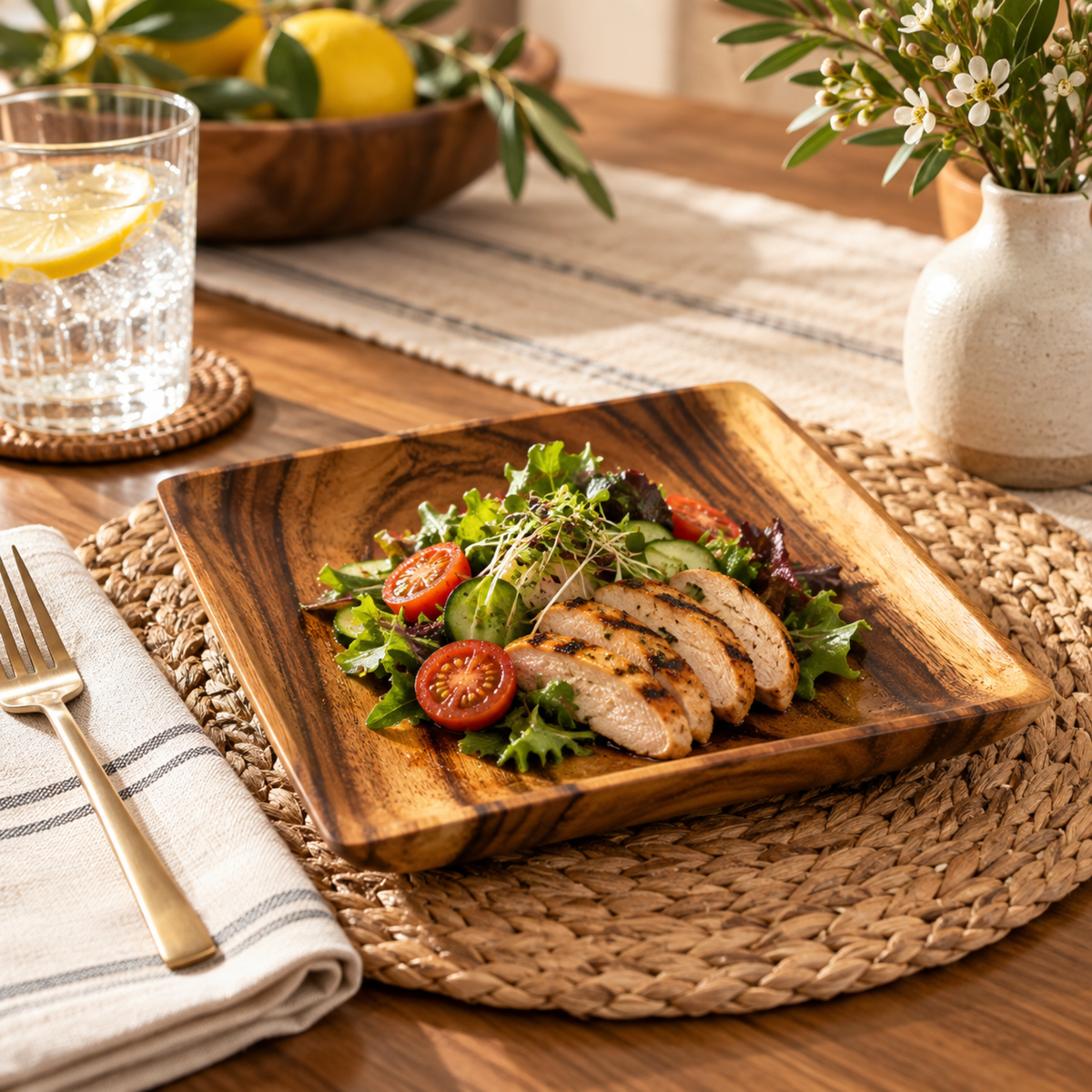 Square Acacia Wood Plates | Handcrafted in Hawaii | 8, 10 & 12 Inch