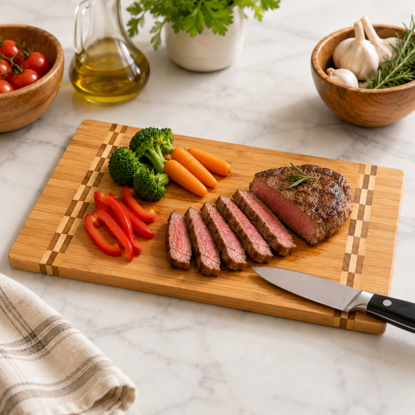 Sustainable Bamboo Butcher Block Cutting Board – 3 Sizes Available