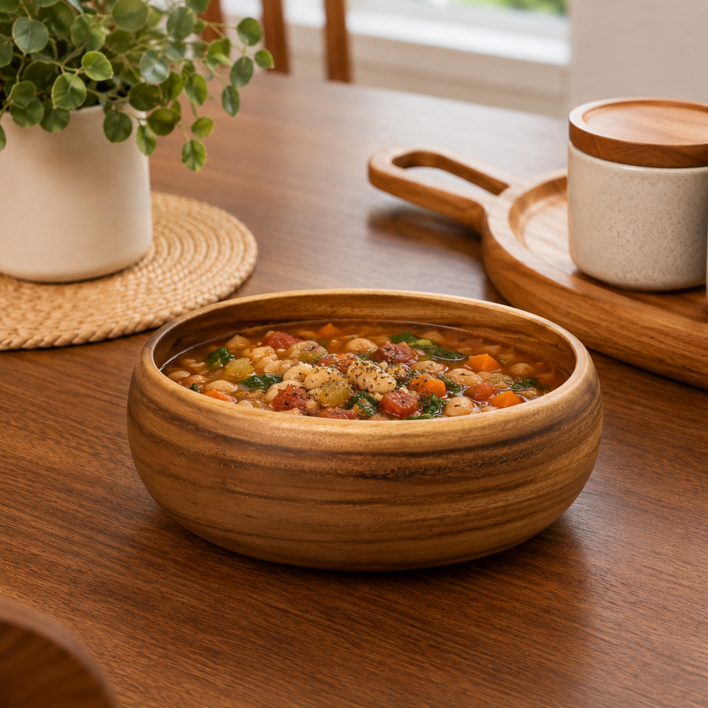 Handcrafted Hawaiian Acacia Wood Bowl – Organic Wooden Salad & Serving Bowl