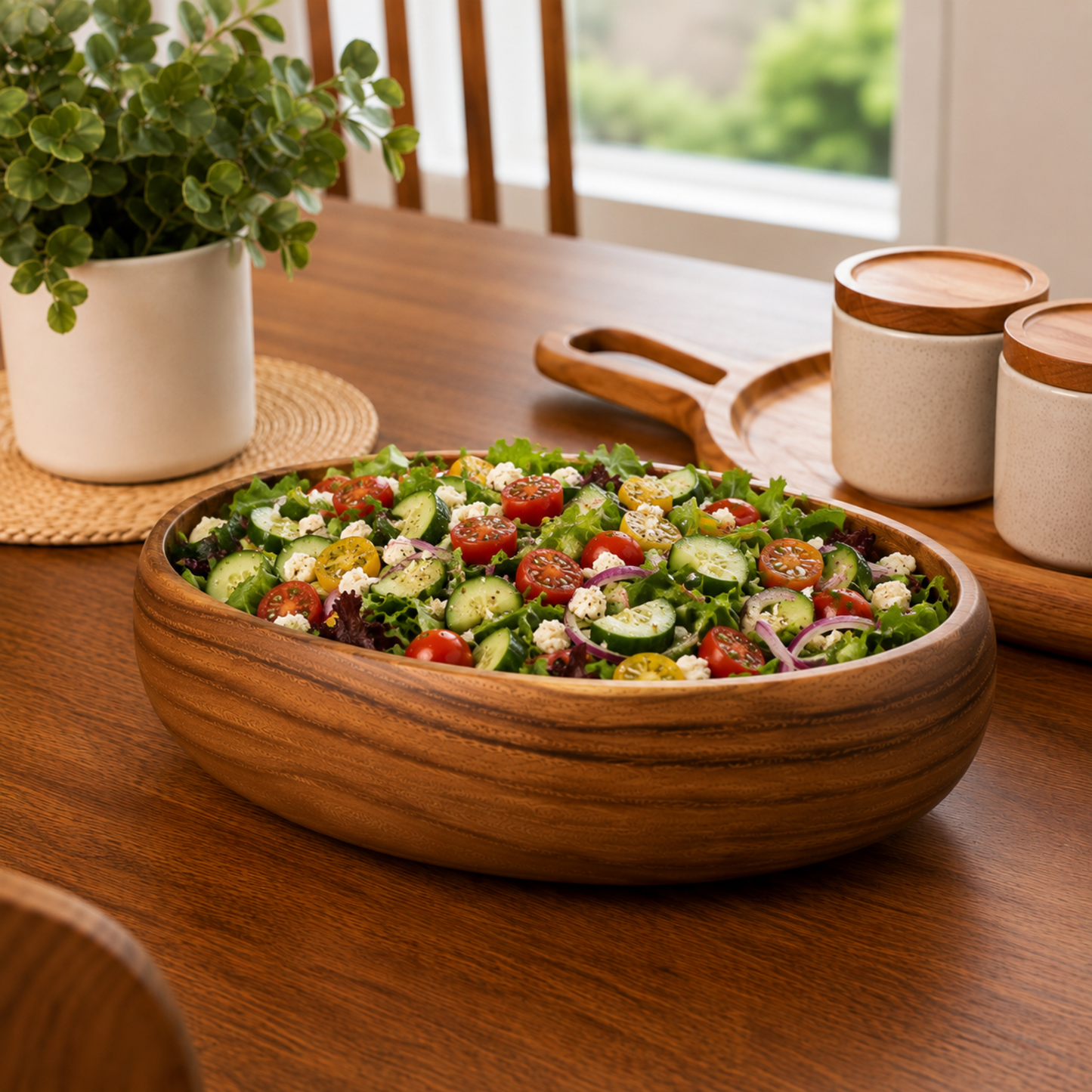 Handcrafted Hawaiian Acacia Wood Bowl – Organic Wooden Salad & Serving Bowl
