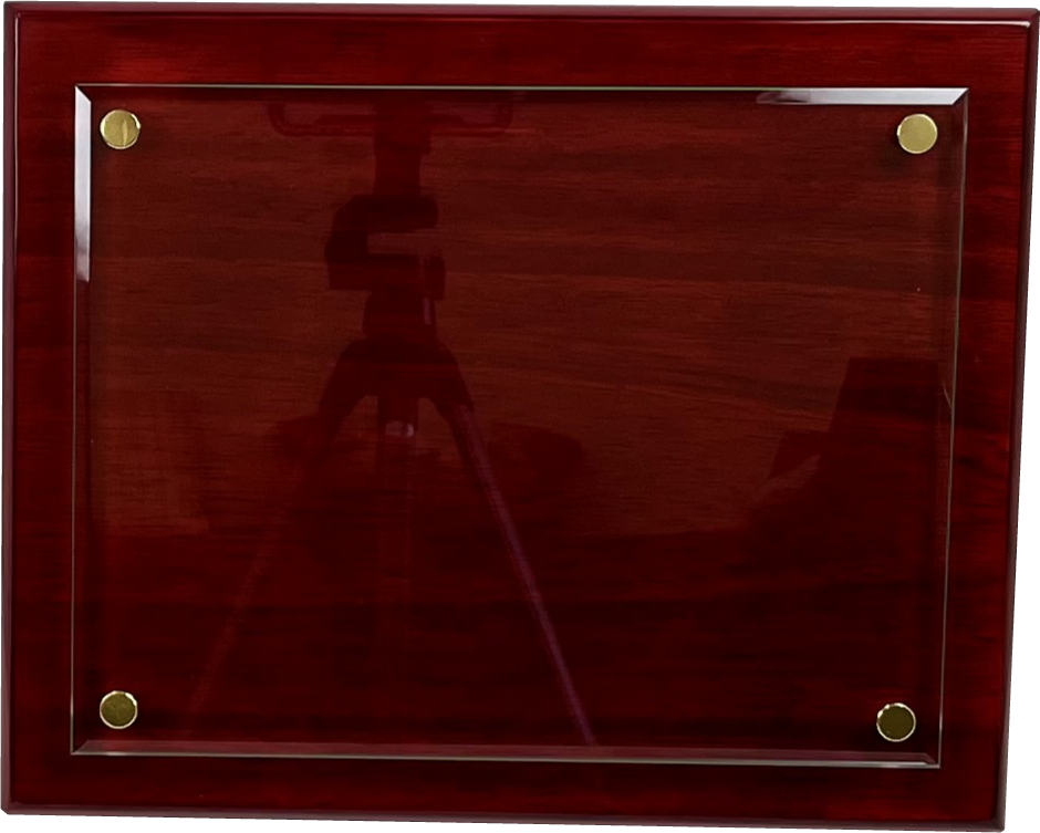 red plaque blank glass