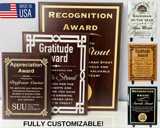 recognition award plaque cherry finish