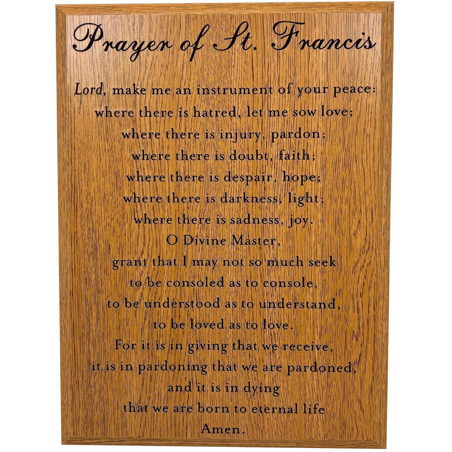 st francis prayer framed oak