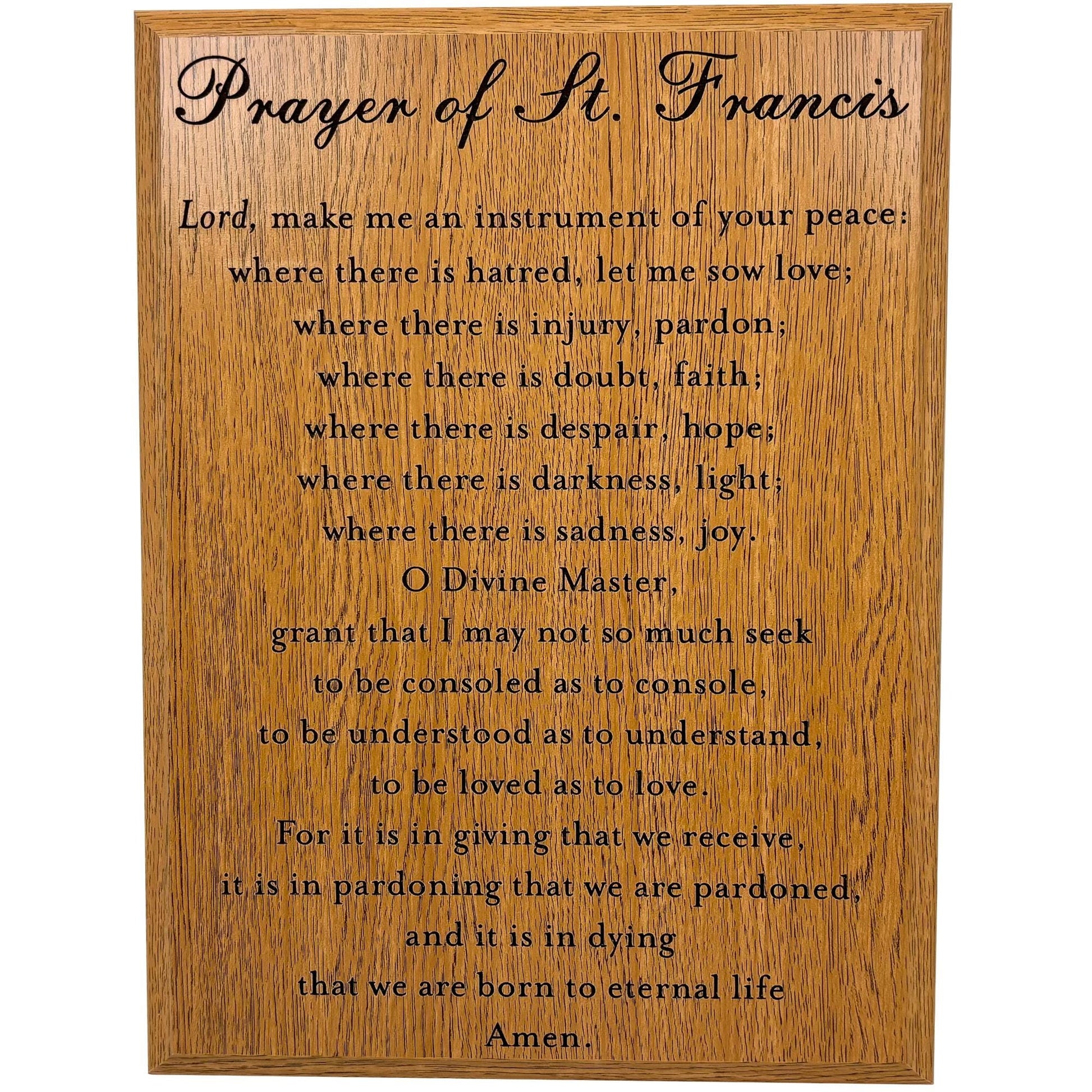 st francis prayer framed oak