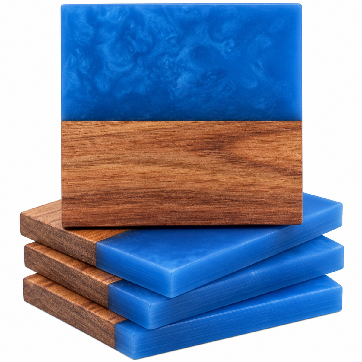 Handcrafted Resin & Acacia Wood Coaster Set – 4 Inch, Set of 4