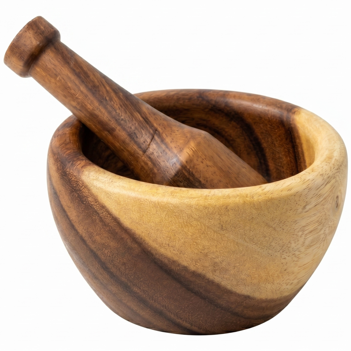 Hawaiian Handcrafted Mortar & Pestle – Acacia Wood Natural Herb & Spice Grinder