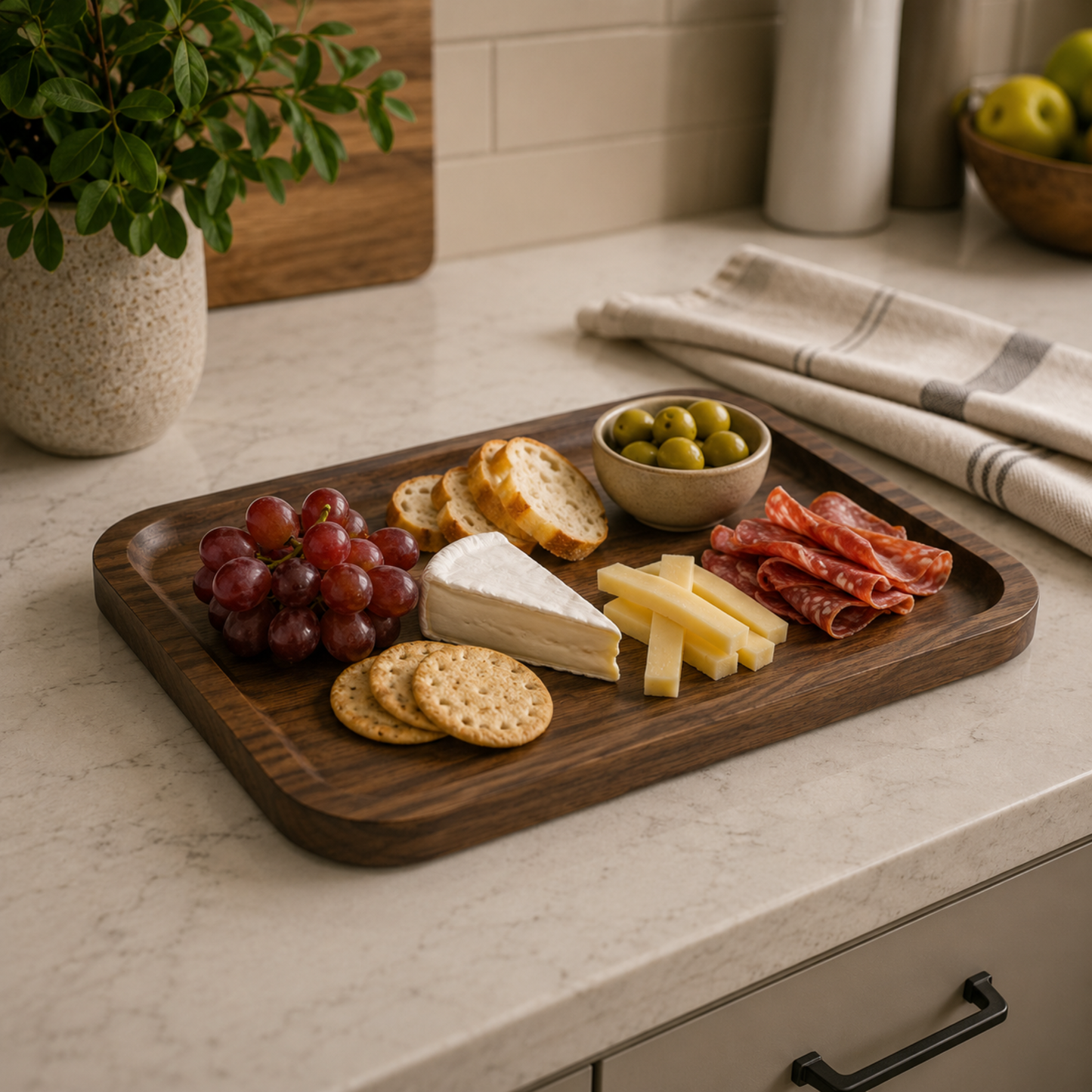 Handcrafted Alder & Walnut Wood Tray – Entryway Organizer 13.625"x10.625"