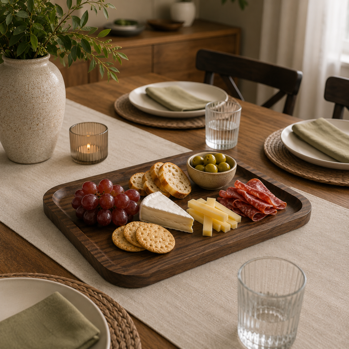 Handcrafted Alder & Walnut Wood Tray – Entryway Organizer 13.625"x10.625"