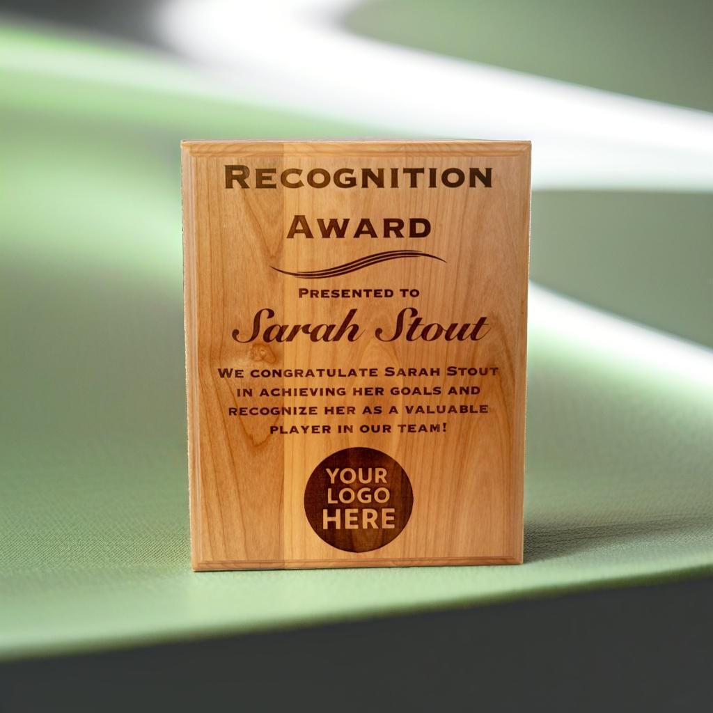 wooden recognition award plaque