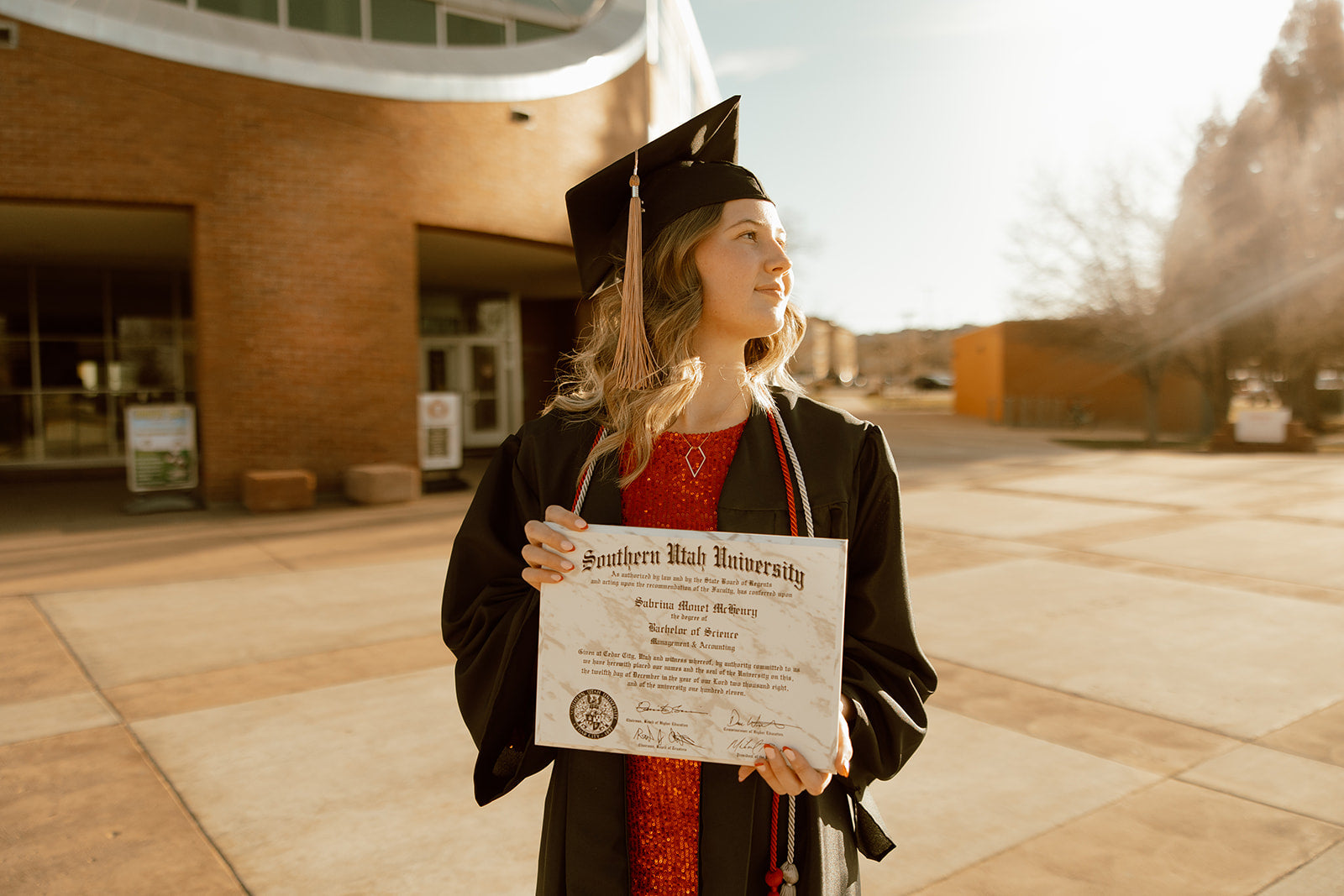 Marble Finish Diploma Plaque, with graduate model